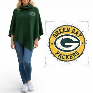 NFL Green Bay Packers Crystal Embellished Poncho Sweater Size Medium